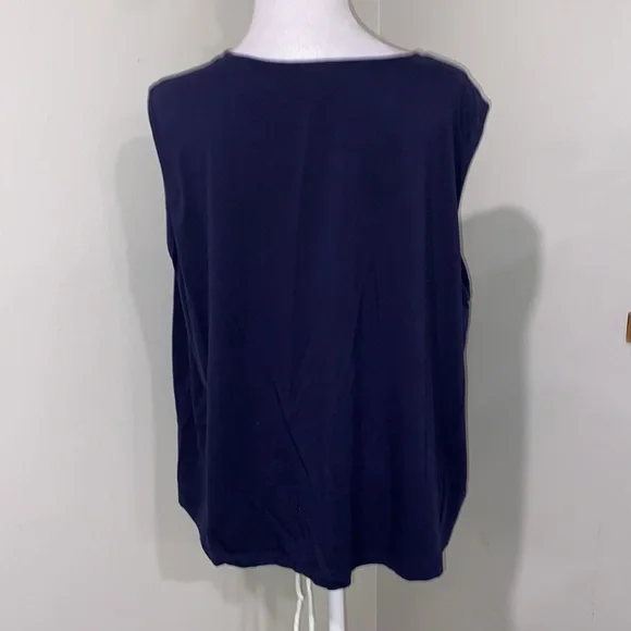 Eileen Fisher Blue Relaxed Sleeveless Tank Top Jersey Scoop Neck Tank Sz 2X - Picture 4 of 7
